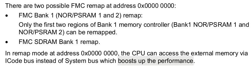 参考手册建议将SDRAM bank1重定位到0地址